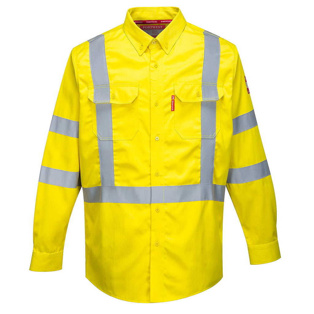 PortWest Bizflame 88/12 FR Hi-Vis Shirt - YELLOW (FR95)