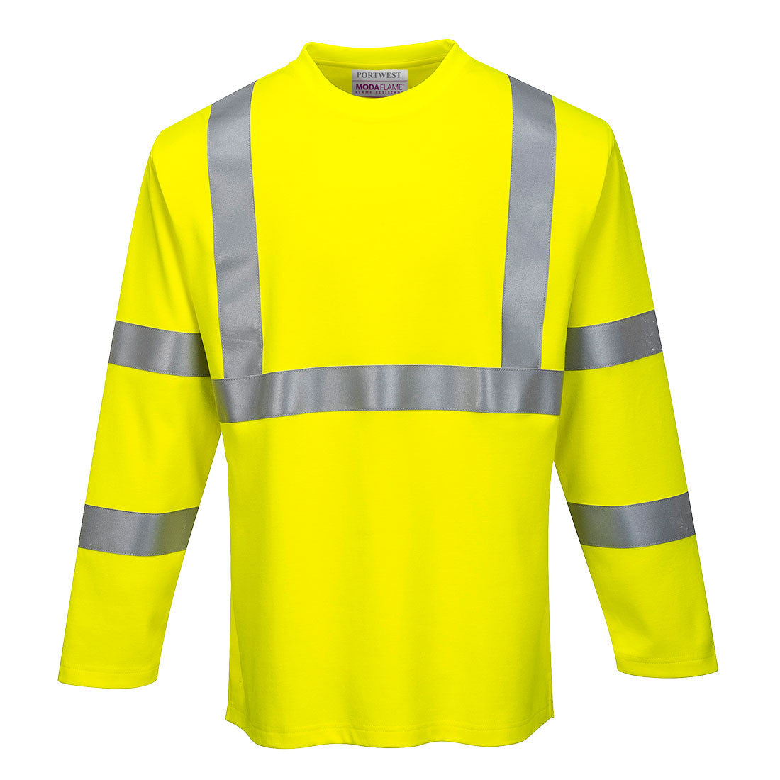 PortWest FR Hi-Vis Long Sleeve T-Shirt - YELLOW (FR96)