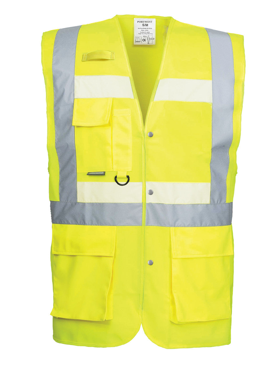 Portwest Glowtex Triple Vest: Front View Yellow