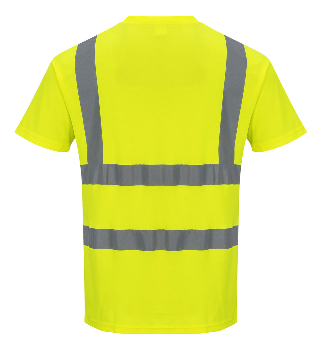Portwest Cotton Comfort Short Sleeved T-Shirt - SET OF TWO: Back View Yellow