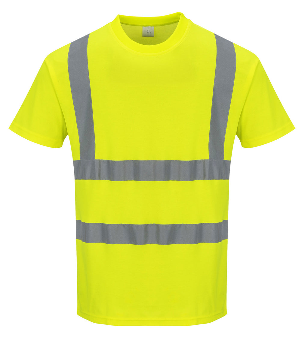 Portwest Cotton Comfort Short Sleeved T-Shirt - SET OF TWO: Front View Yellow
