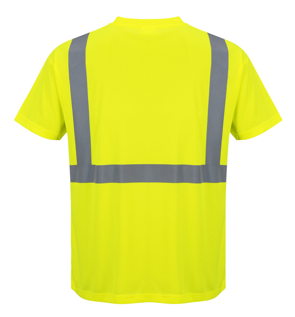 Portwest Hi- Vis Pocket T-Shirt - SET OF TWO : Back View Yellow