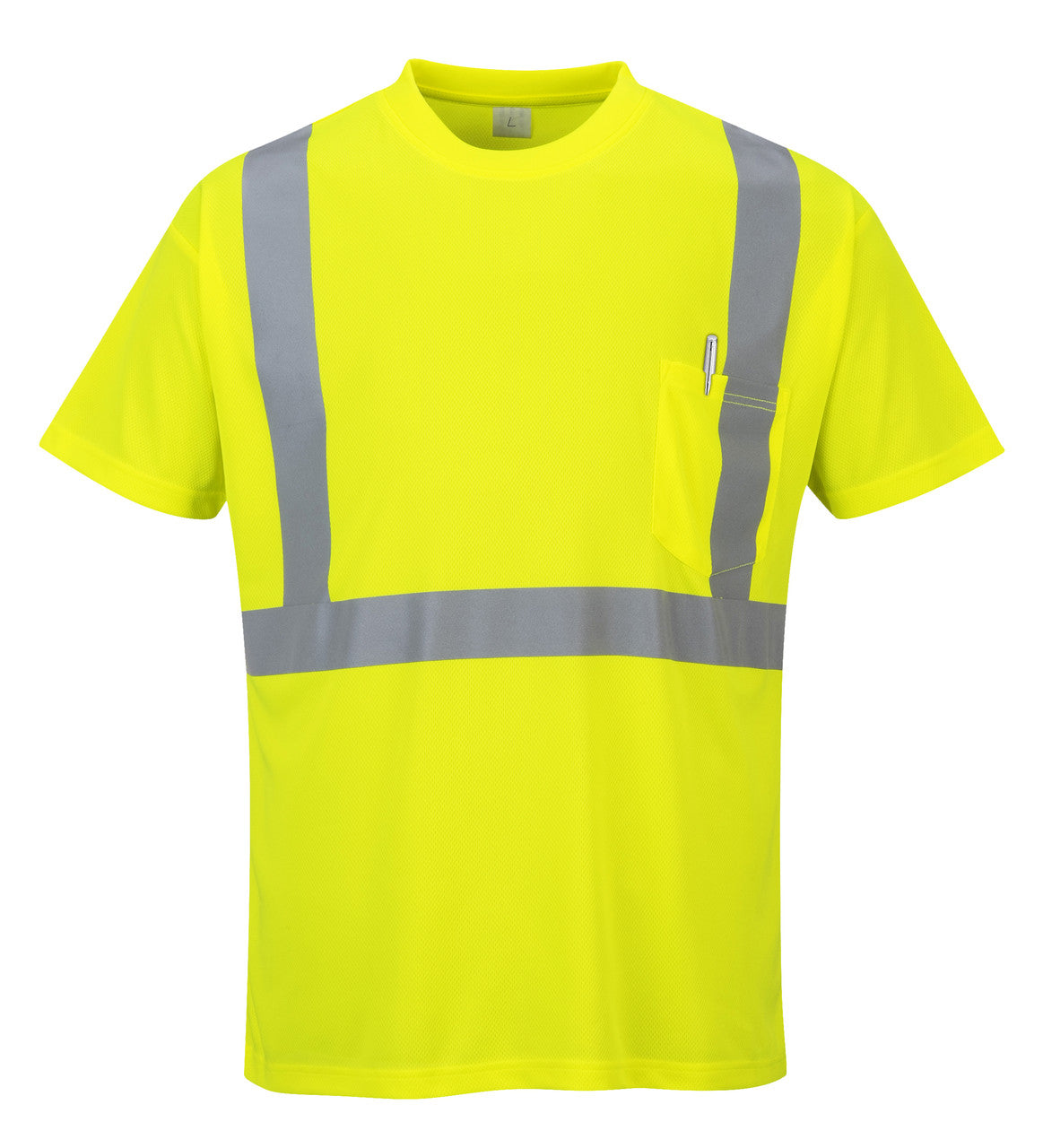 Portwest Hi- Vis Pocket T-Shirt - SET OF TWO : Front View Yellow