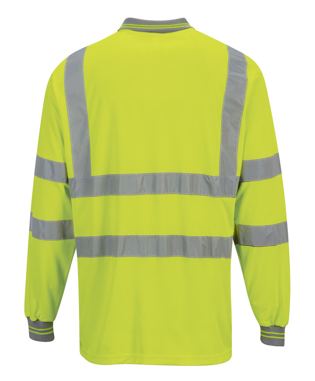 Portwest Hi-Vis Long Sleeved Polo - SET OF TWO: Back View yellow