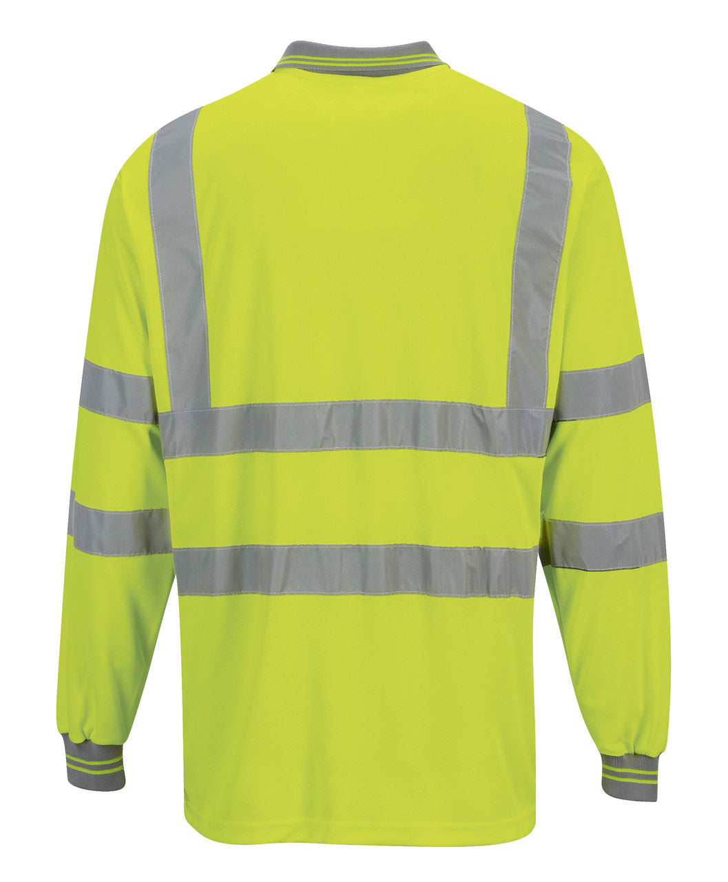 Portwest Hi-Vis Long Sleeved Polo - SET OF TWO: Back View yellow