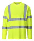 Portwest Cotton Comfort Long Sleeved T-Shirt - SET OF TWO: Front View Yellow