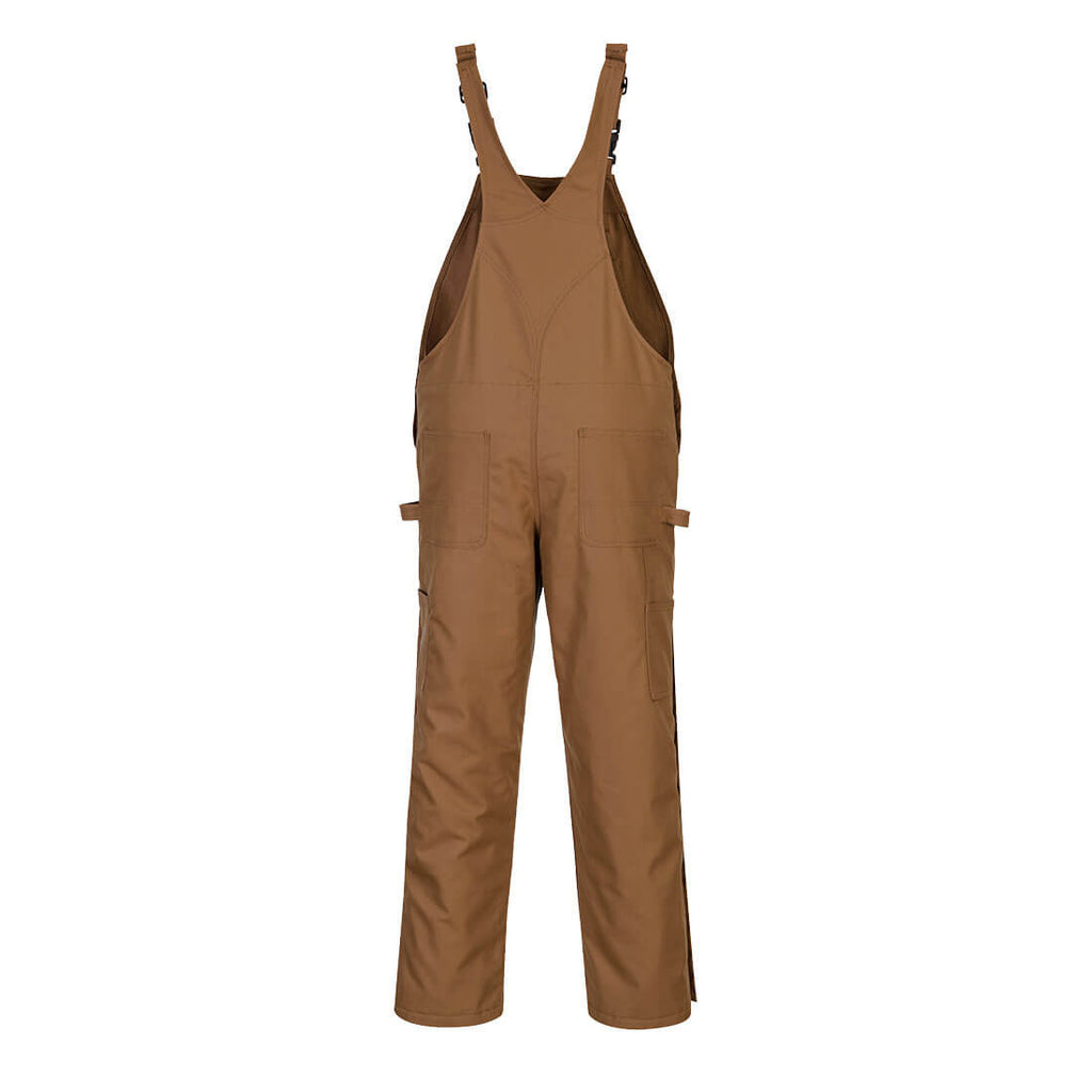 PortWest Flame Resistant Duck Quilt Lined Bib Overall - BROWN (UFR49)