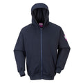 PortWest Flame Resistant Zipper Front Hooded Sweatshirt - NAVY (UFR81)