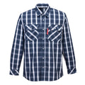 PortWest Bizflame 88/12 FR Plaid Shirt - Navy and White (UFR97)