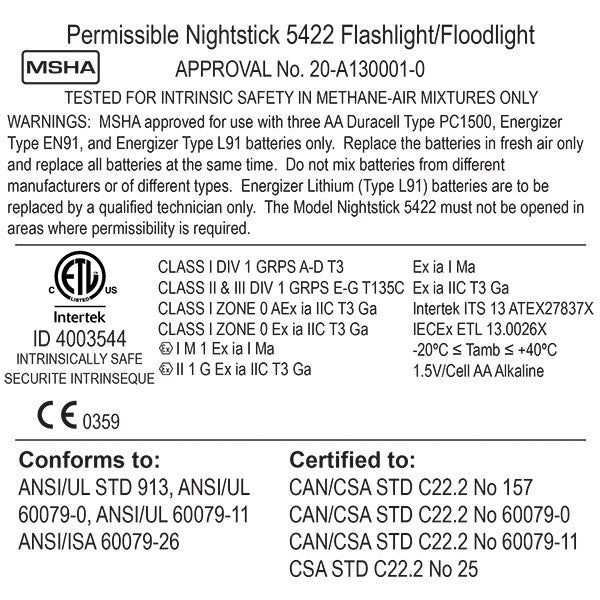 Intrinsically Safe Permissible Dual-Light™ Flashlight w/Dual Magnets XPP-5422GM