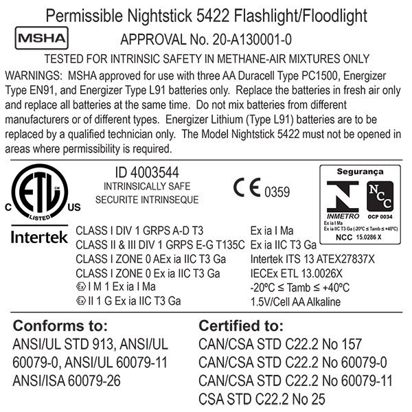 Intrinsically Safe Permissible Dual-Light™ Flashlight w/Dual Magnets XPP-5422GM