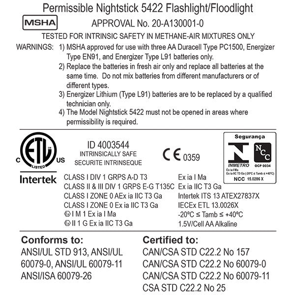 Intrinsically Safe Permissible Dual-Light™ Flashlight XPP-5422G