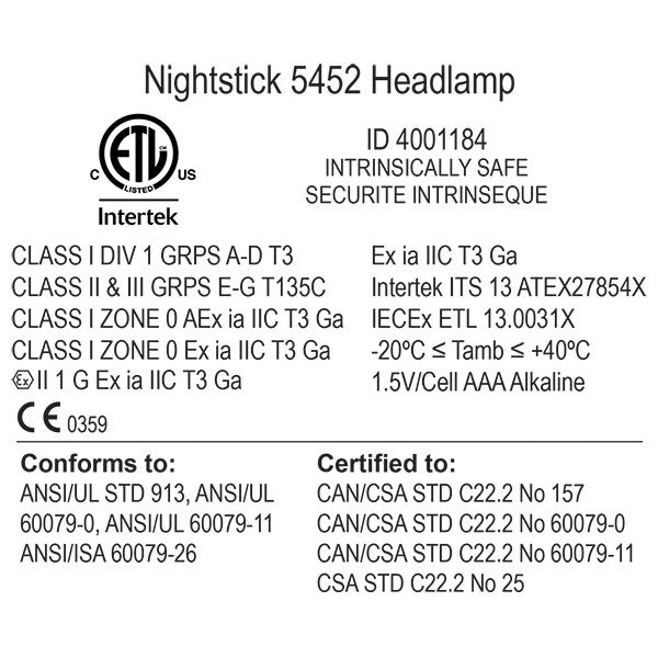 Intrinsically Safe Dual-Function Headlamp XPP-5452G